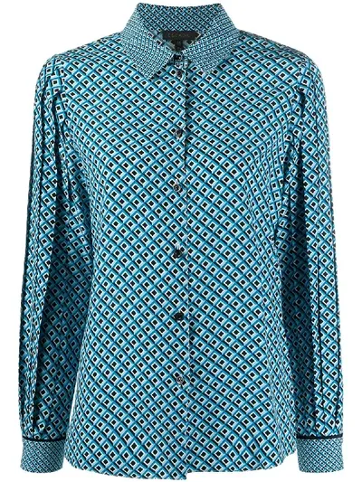 Escada Geometric Print Shirt In Blue