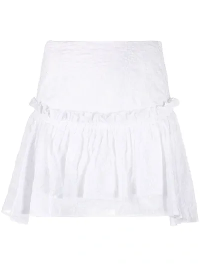 Wandering Ruffled Mini Skirt In White