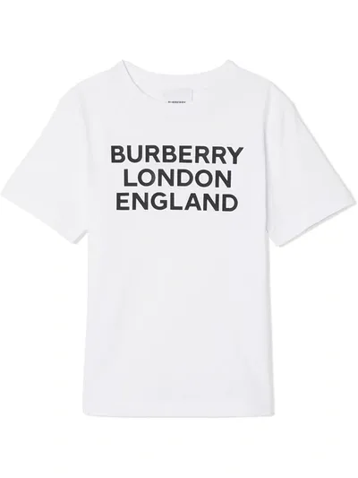 Burberry Kids' Logo Print T-shirt In White