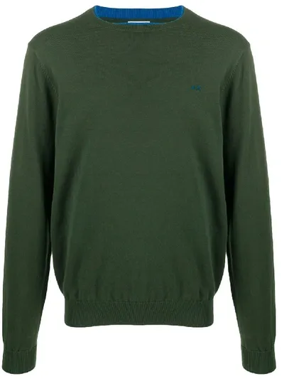 Sun 68 Logo Print Crew Neck Sweatshirt In Green