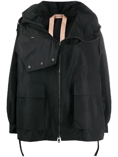 N°21 High Neck Oversized Jacket In Black