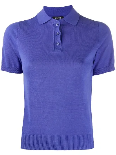 Aspesi Knitted Polo Shirt In Blue