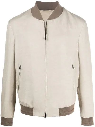 Corneliani Zip-up Bomber Jacket In Neutrals