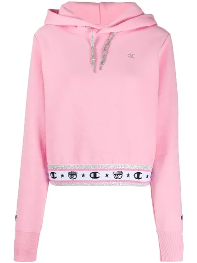 Chiara Ferragni X Champion Ribbed-hem Hoodie In Pink