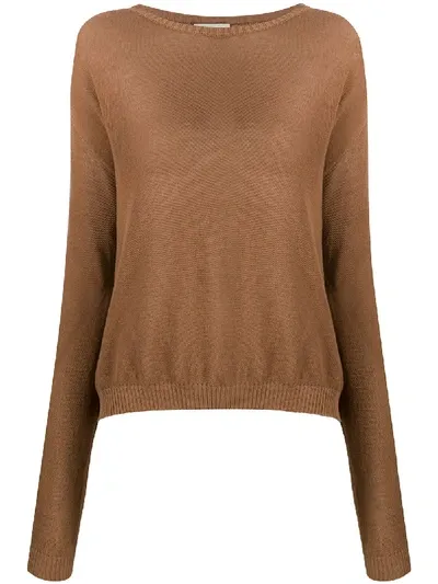 Alysi Oversized Fine Knit Jumper In Brown