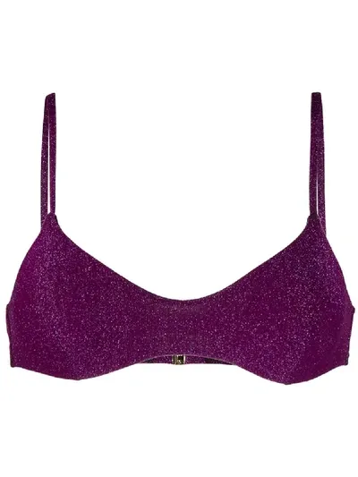 Mc2 Saint Barth Glitter Triangle Bikini Top In Purple