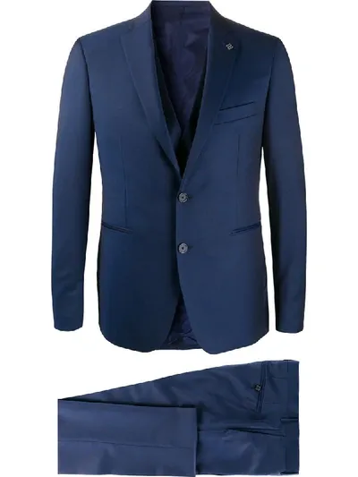 Tagliatore Three-piece Suit In Blue