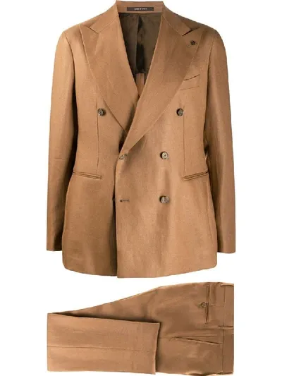 Tagliatore Tailored Double-breasted Suit In Brown