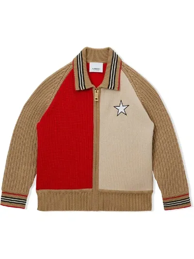 Burberry Kids' Star Motif Colour-block Jacket In Red