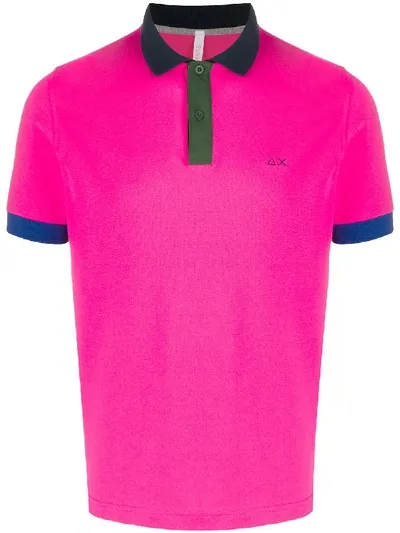 Sun 68 Logo Polo Shirt In Pink