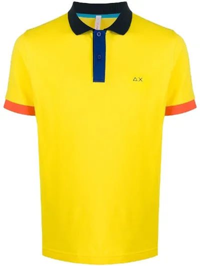 Sun 68 Logo Polo Shirt In Yellow