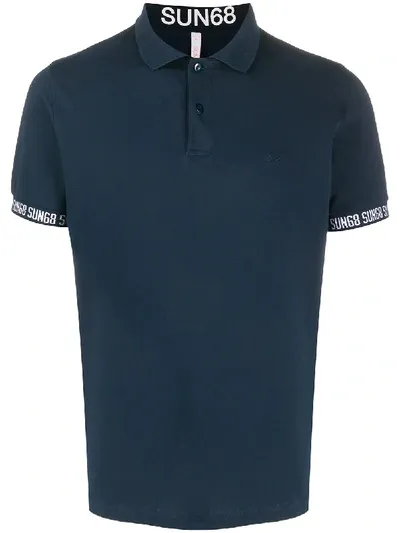 Sun 68 Printed Cuffs Polo Shirt In Blue