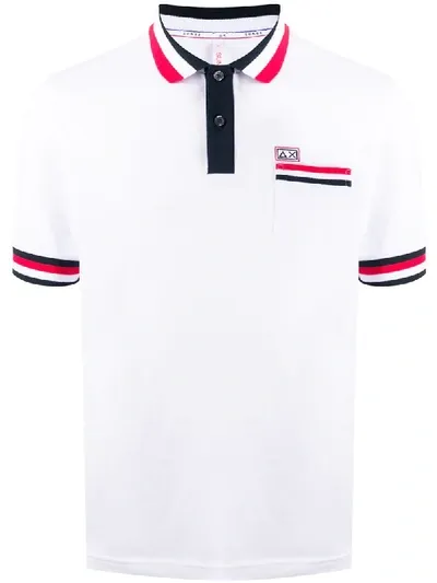 Sun 68 Contrast-trim Polo Shirt In White