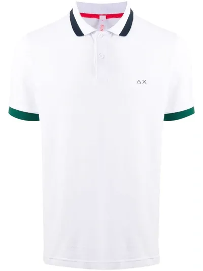 Sun 68 Contrast-trim Polo Shirt In White