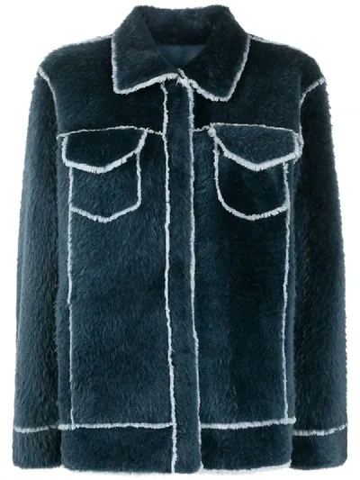 Liska Shearling Shirt Jacket In Blue