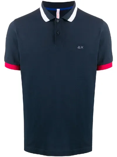 Sun 68 Contrast-trim Polo Shirt In Blue