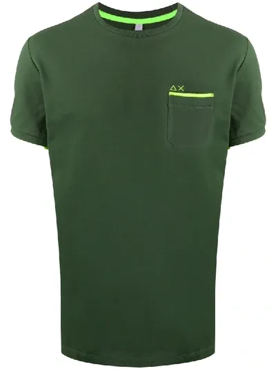 Sun 68 Logo-embroidered T-shirt In Green