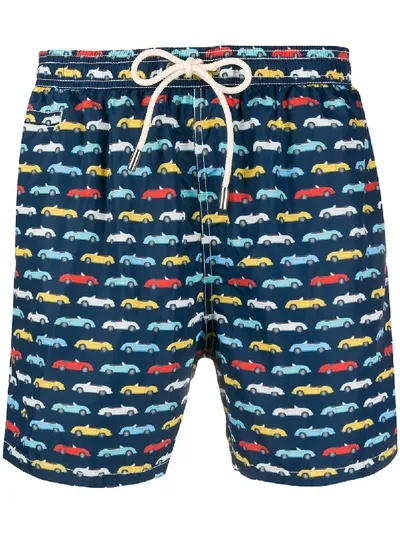 Mc2 Saint Barth Car-print Swimming Trunks In Blue