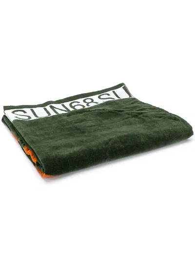 Sun 68 Logo Print Beach Towel In Green