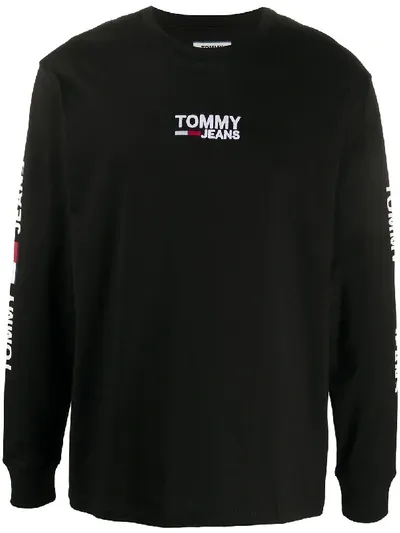 Tommy Hilfiger Embroidered-logo Sweatshirt In Black