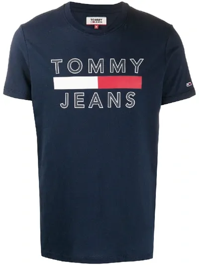 Tommy Hilfiger Logo-print Cotton T-shirt In Blue