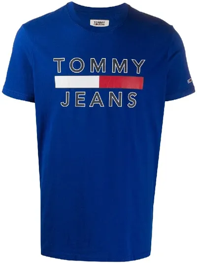 Tommy Hilfiger Logo-print Cotton T-shirt In Blue