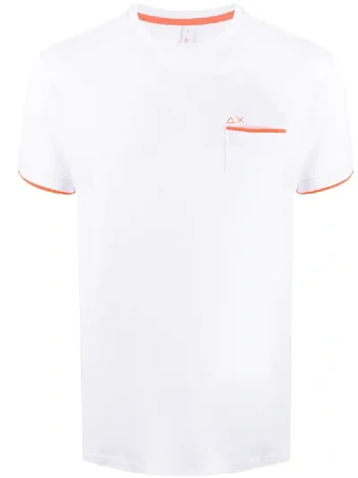 Sun 68 Logo-embroidered T-shirt In White