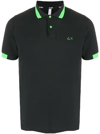 Sun 68 Logo Polo Shirt In Black