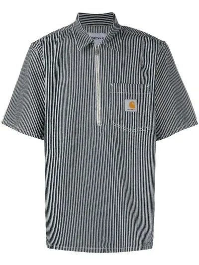 Carhartt Stripe Print Zipped Shirt In Blue