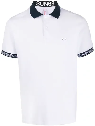 Sun 68 Poloshirt Mit Bedruckten Bündchen In White