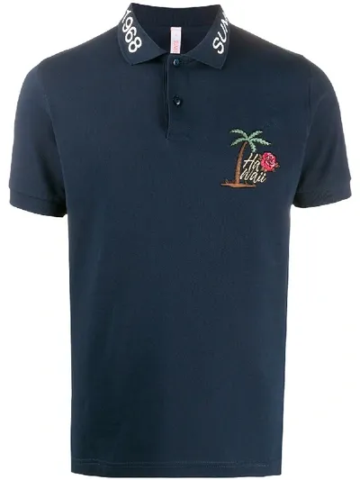 Sun 68 Embroidered-detail Polo Shirt In Blue