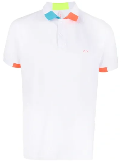 Sun 68 Logo Polo Shirt In White