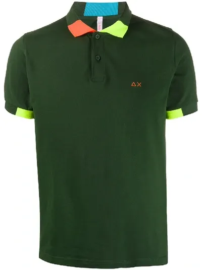 Sun 68 Contrast-detail Polo Shirt In Green