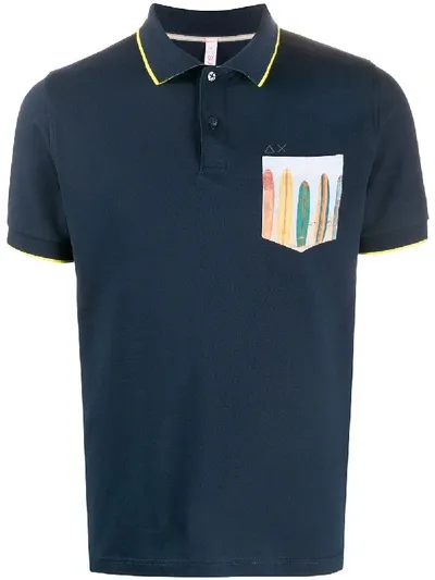 Sun 68 Graphic-print Polo Shirt In Blue