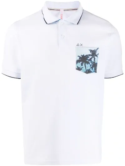 Sun 68 Contrast-pocket Polo Shirt In White