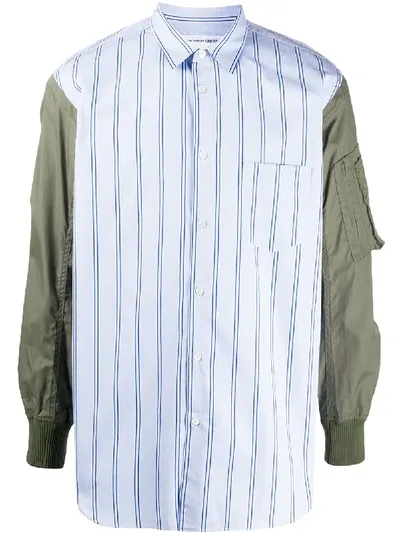 Comme Des Garçons Shirt Contrast Sleeve Striped Shirt In Blue