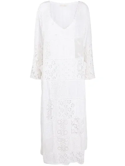 Anjuna Perforated Patchwork Dress In White