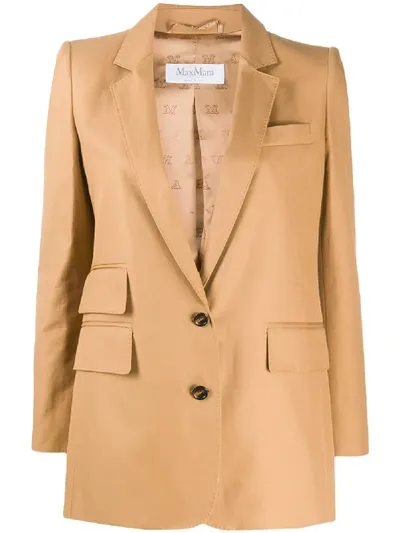 Max Mara Single-breasted Cotton Blazer In Brown