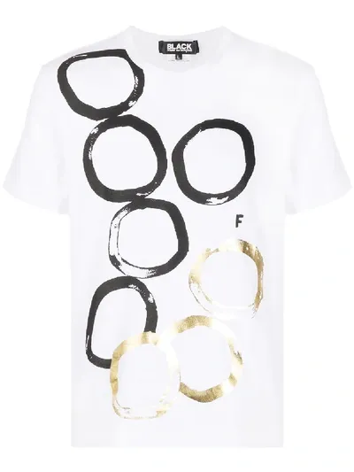 Black Comme Des Garçons Circle Print Crewneck T-shirt In White