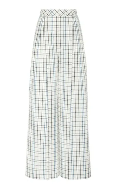 Carolina Herrera Printed Wide-leg Cotton-blend Pants In White