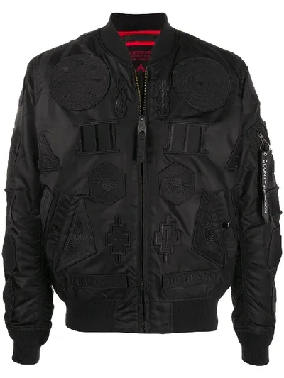 Marcelo Burlon County Of Milan Logo Patch Bomber Jacket In Black