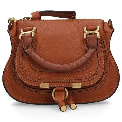 Chloé Women Handbag Marcie Mini Xs Calfskin Logo Brown