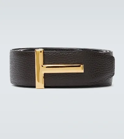 Tom Ford T Reversible Leather Belt In Brown + Black