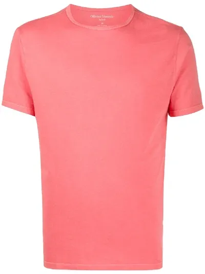 Officine Generale Plain Crew Neck T-shirt In Red