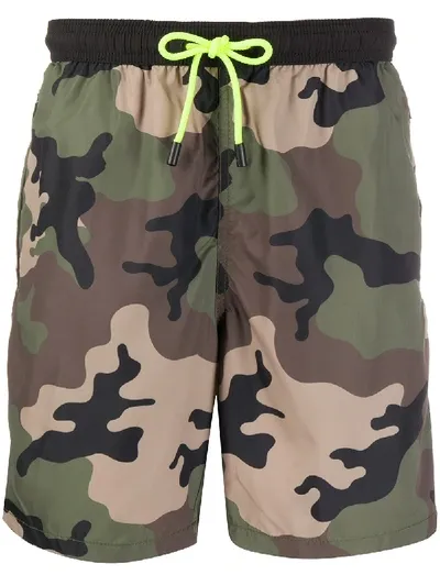 Mc2 Saint Barth Camouflage Print Swim Shorts In Green