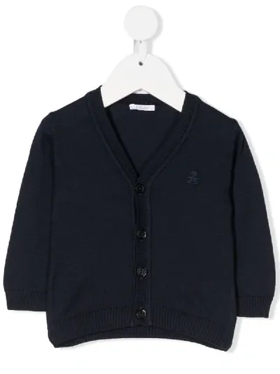 Le Bebé Enfant Babies' Embroidered V-neck Cardigan In Blue