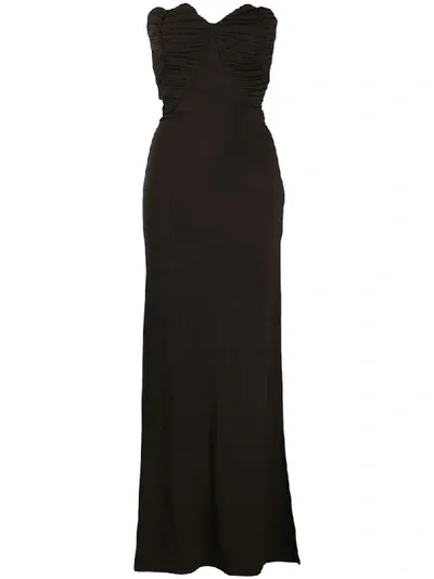 Amen Draped Strapless Long Dress In Black