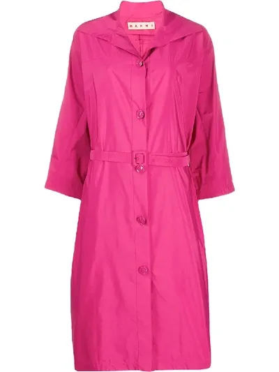 Marni Belted Trench Coat In Pink