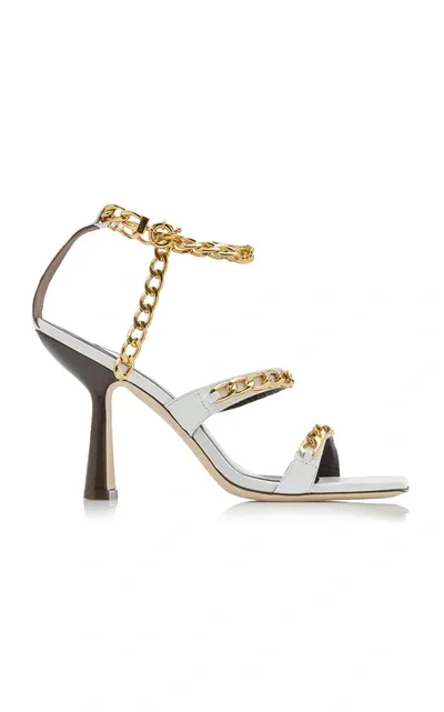 By Far Gina Chain-trimmed Leather Sandals In White