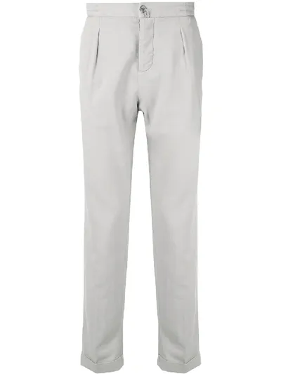 Kiton Plain Elasticated-waist Chinos In Grey